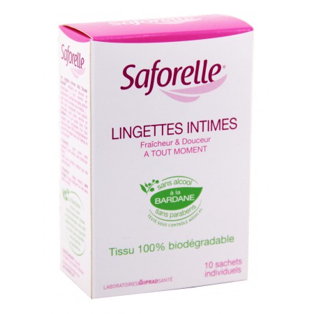 Saforelle - Lingettes intimes fraîcheur et douceur Boite 10 Lingettes