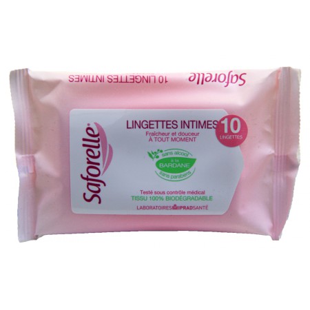 Saforelle - Lingettes intimes fraîcheur et douceur Sachet 10 Lingettes