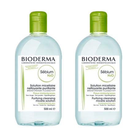 Bioderma - Sébium H2O Solution micellaire nettoyante purifiante 2x500ml
