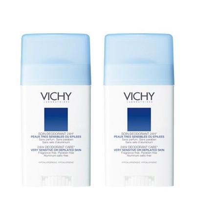 Vichy - Déodorant Stick Peaux très sensibles ou épilées 40ml Lot de 2